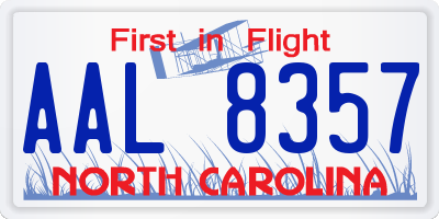 NC license plate AAL8357