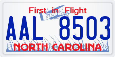 NC license plate AAL8503