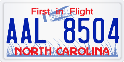 NC license plate AAL8504