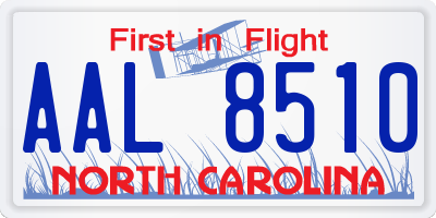 NC license plate AAL8510