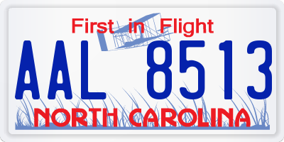 NC license plate AAL8513