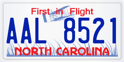 NC license plate AAL8521