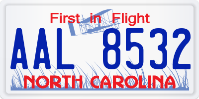 NC license plate AAL8532