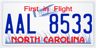 NC license plate AAL8533