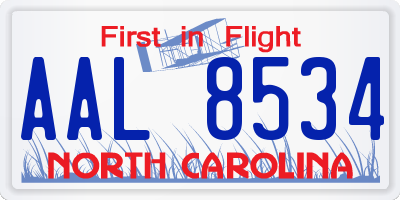 NC license plate AAL8534