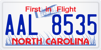 NC license plate AAL8535