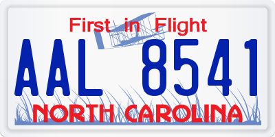 NC license plate AAL8541