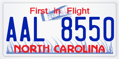 NC license plate AAL8550
