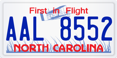 NC license plate AAL8552