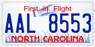 NC license plate AAL8553