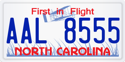 NC license plate AAL8555