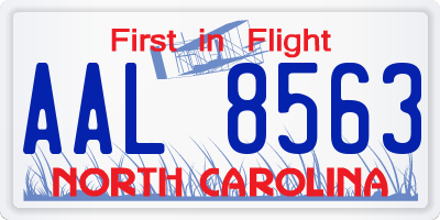 NC license plate AAL8563