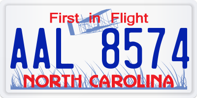 NC license plate AAL8574