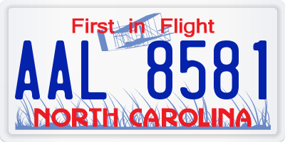 NC license plate AAL8581