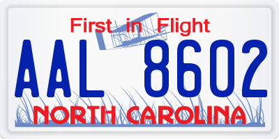 NC license plate AAL8602