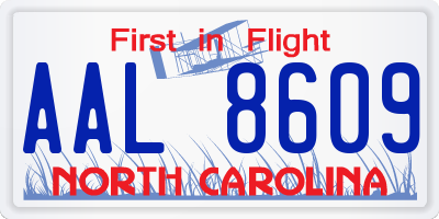 NC license plate AAL8609