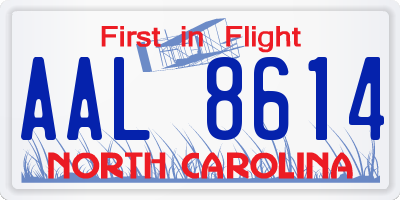 NC license plate AAL8614