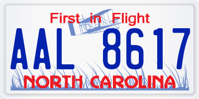 NC license plate AAL8617