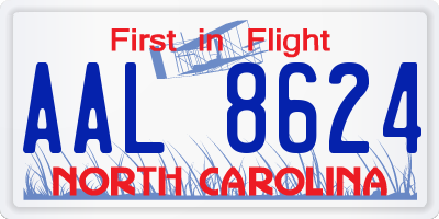 NC license plate AAL8624