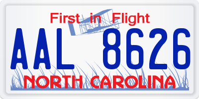 NC license plate AAL8626