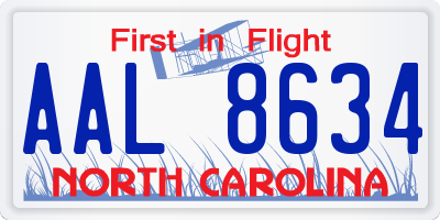 NC license plate AAL8634