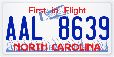 NC license plate AAL8639