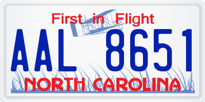 NC license plate AAL8651