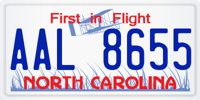 NC license plate AAL8655