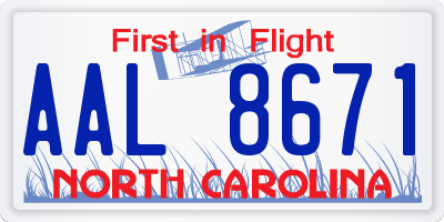NC license plate AAL8671