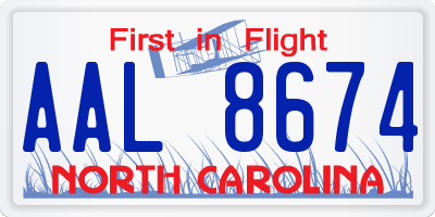 NC license plate AAL8674
