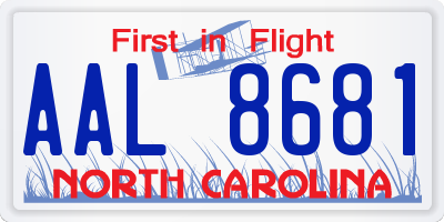 NC license plate AAL8681