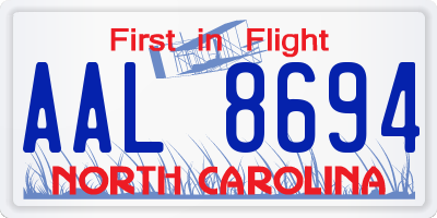 NC license plate AAL8694