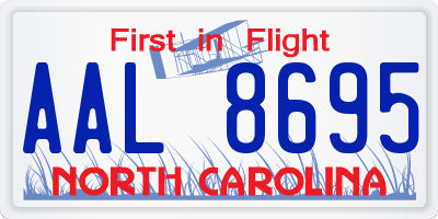 NC license plate AAL8695