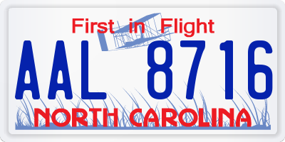 NC license plate AAL8716