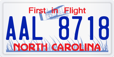 NC license plate AAL8718