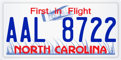 NC license plate AAL8722