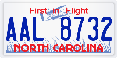 NC license plate AAL8732