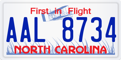 NC license plate AAL8734