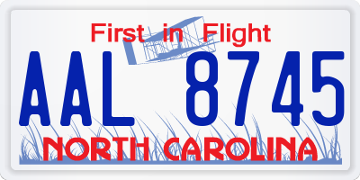 NC license plate AAL8745