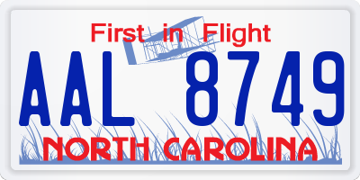 NC license plate AAL8749