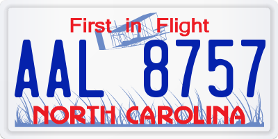 NC license plate AAL8757