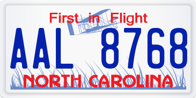 NC license plate AAL8768