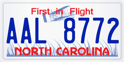 NC license plate AAL8772