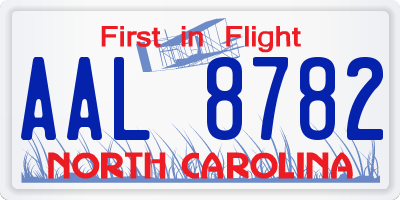 NC license plate AAL8782