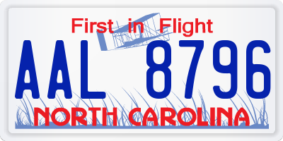 NC license plate AAL8796