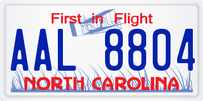 NC license plate AAL8804
