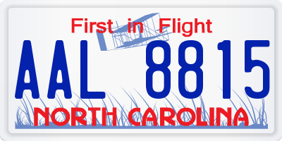 NC license plate AAL8815