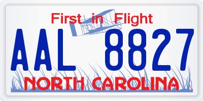 NC license plate AAL8827