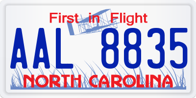 NC license plate AAL8835