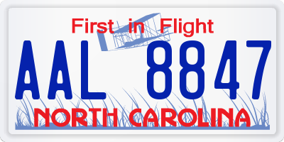 NC license plate AAL8847